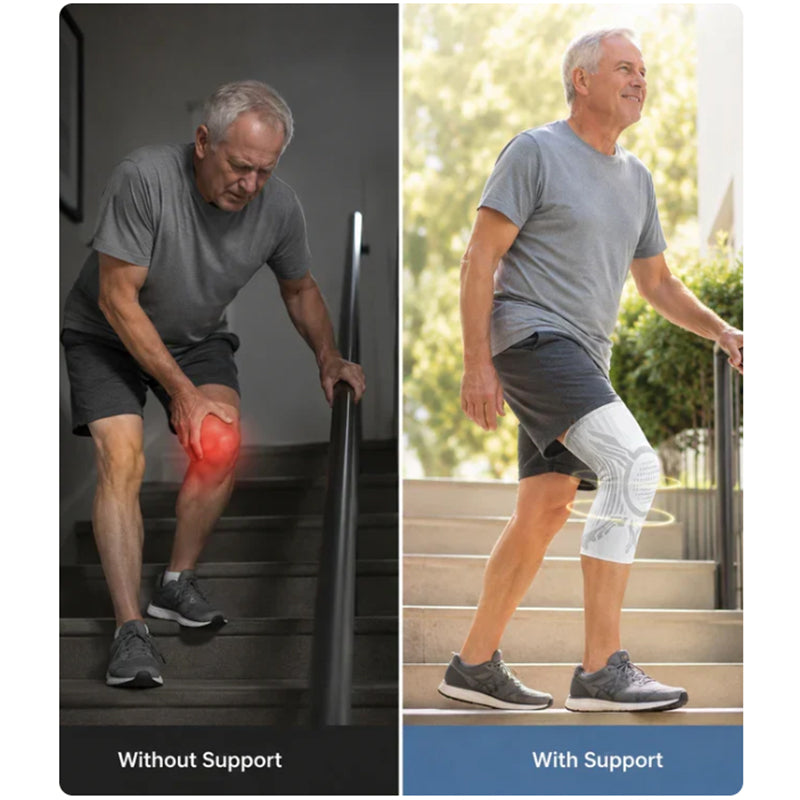 Adjustable Smart-Knob Knee Brace — Patella Gel Pad, Side Stabilizers, Compression Support for Pain Relief & Recovery
