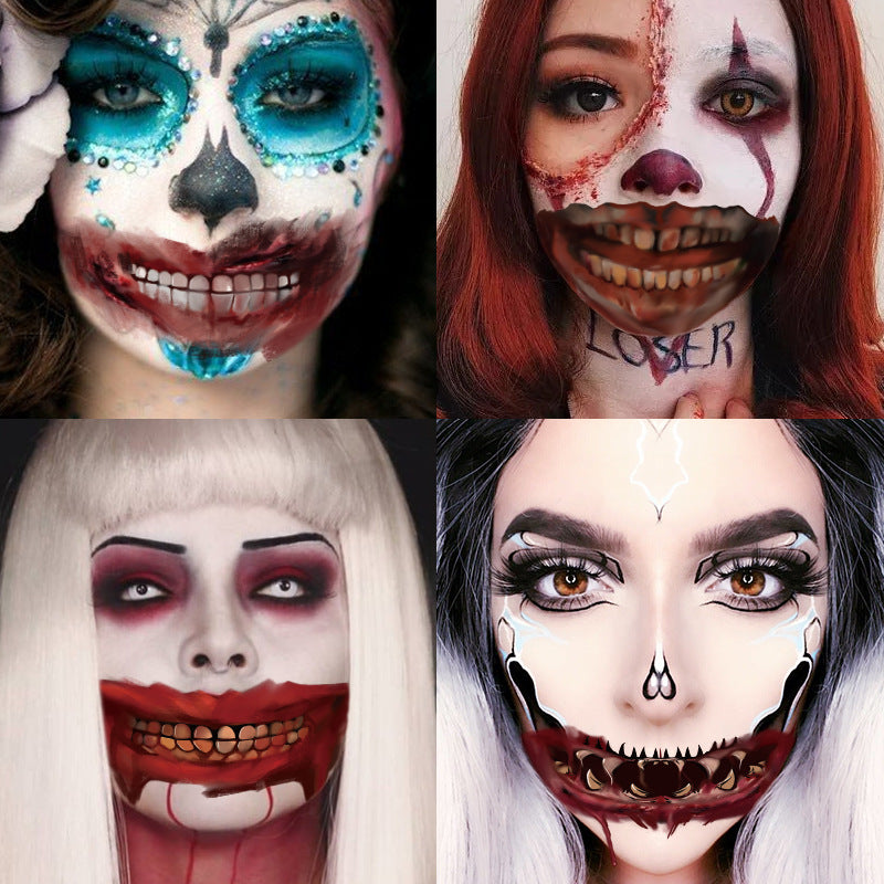 Halloween Mouth Tattoo Stickers Party Horror Lip DIY Decoration BIG MOUTH