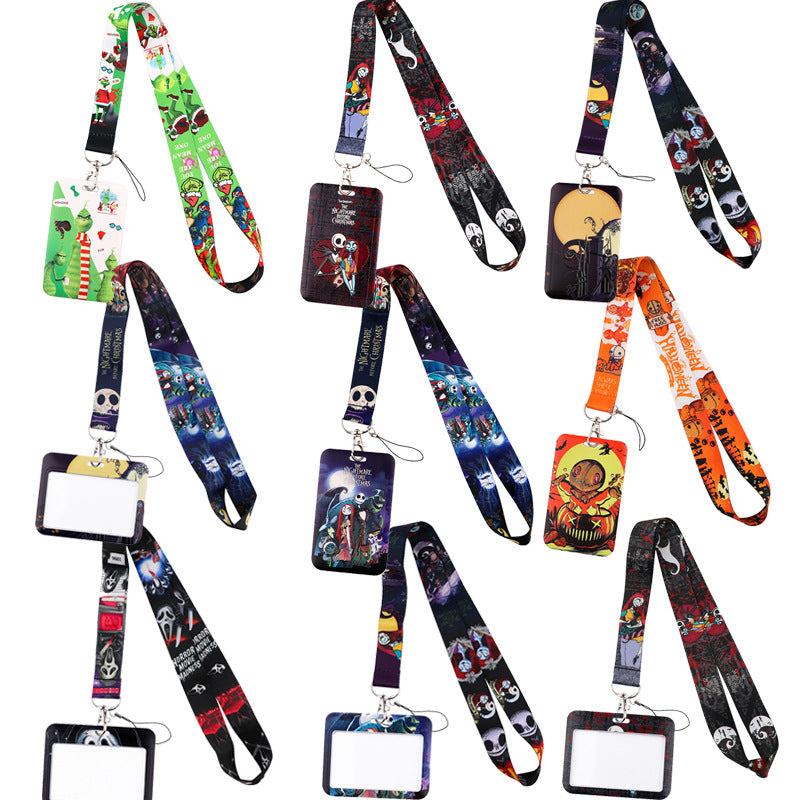 Spooky Halloween Funny Christmas Phone Strap ID Card Holder Work Badge Student Card Lanyard