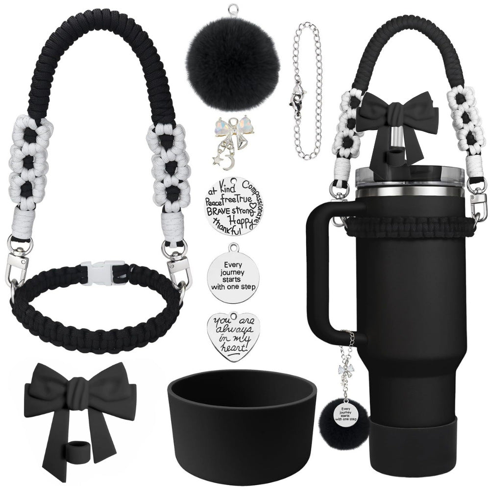 Stanley accessories suitable for 40oz braided hand-held rope bow straw cap cup cover wool ball pendant