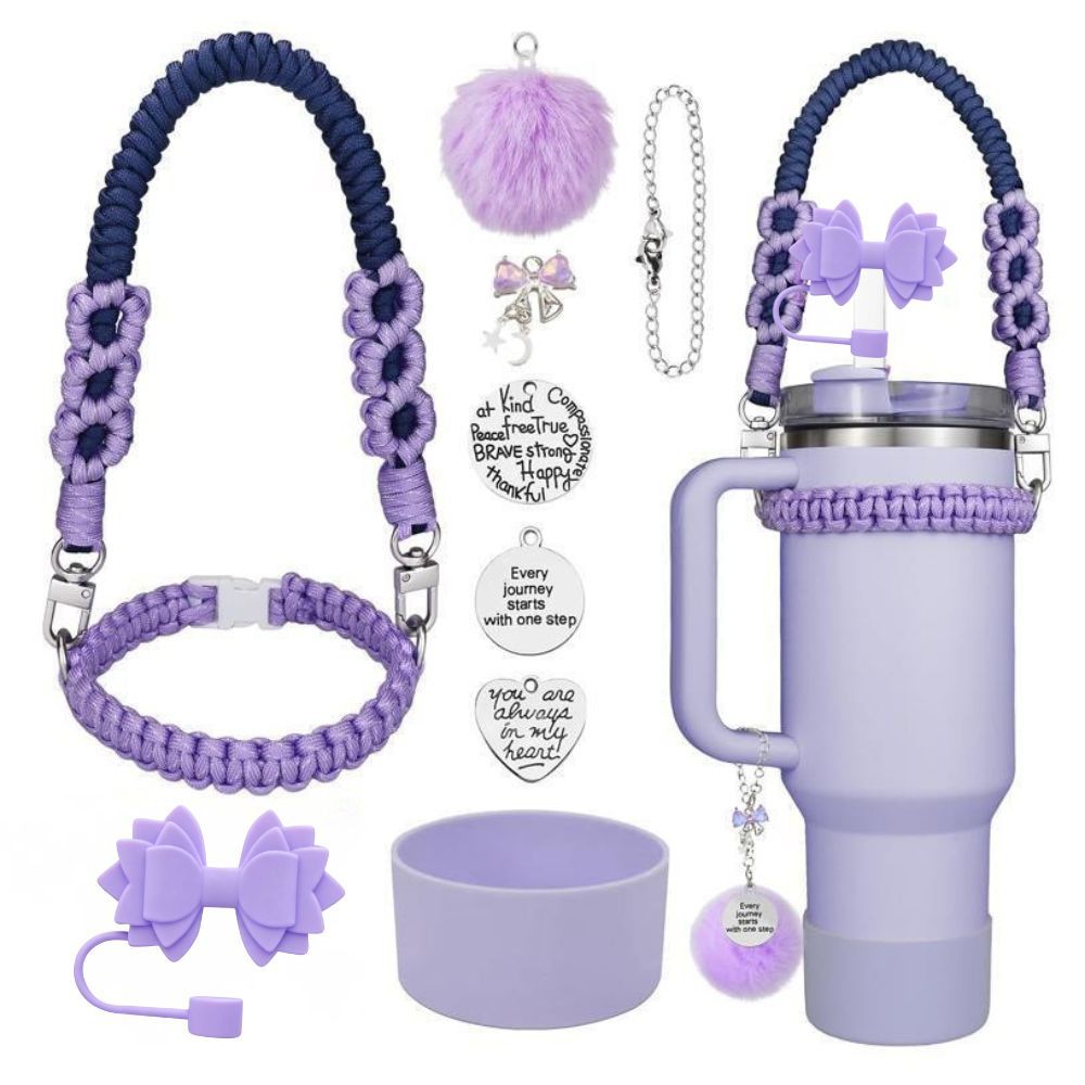 Stanley accessories suitable for 40oz braided hand-held rope bow straw cap cup cover wool ball pendant