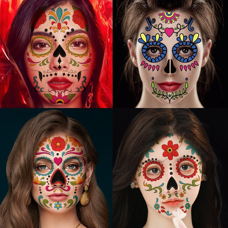 Halloween Face Tattoo Stickers Makeup Ball Funny Makeup Temporary Stickers