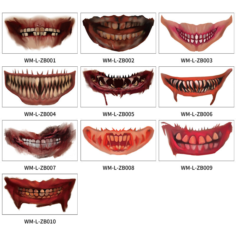 Halloween Mouth Tattoo Stickers Party Horror Lip DIY Decoration BIG MOUTH